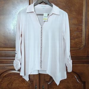 Light pink shark bite long sleeves blouse Studio Works size M  NWT
